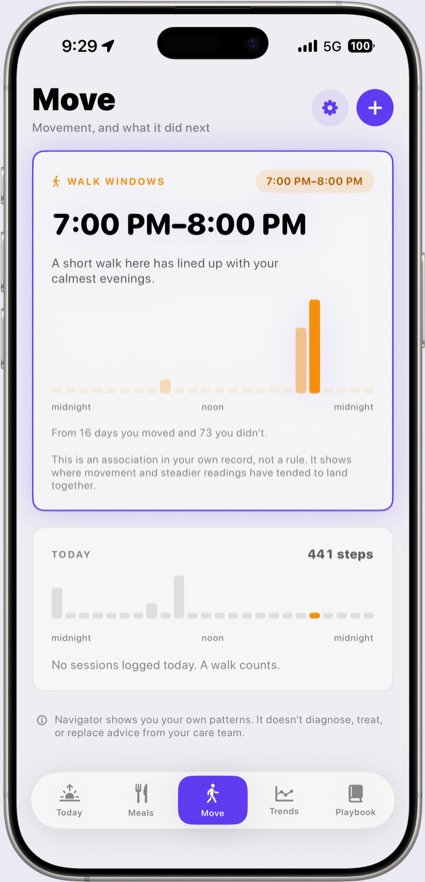Mirri Navigator — the Move screen
